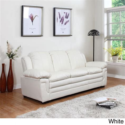 Madison Home Classic Bonded Leather Living Room Sofa With White Stitch