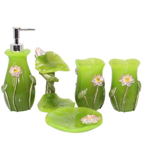 5 Pcs European Resin Bathroom Set Luxury Accessories Lotus Cup Soap