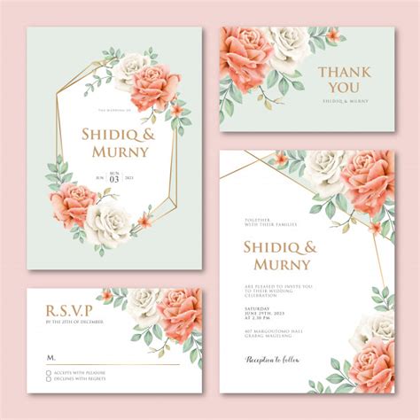 Creer des invitations sur microsoft word carte d'invitation anniversaire violetta 829 tuto #1 carte d'invitation (soirée. Modèle De Carte D'invitation De Mariage Géométrique Avec Des Fleurs De Belles Pivoines | Vecteur ...