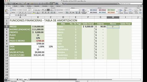 Tabla De Amortizacion En Excel 2011 Para Mac Youtube