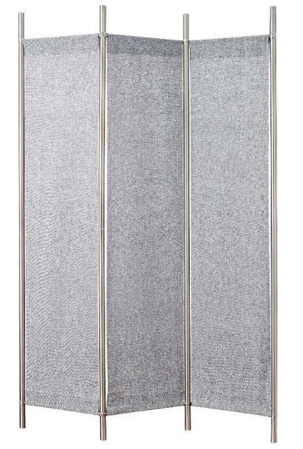 Hx1111 03 3 Panel Room Divider By Coaster Brushed Steel Grey Linen