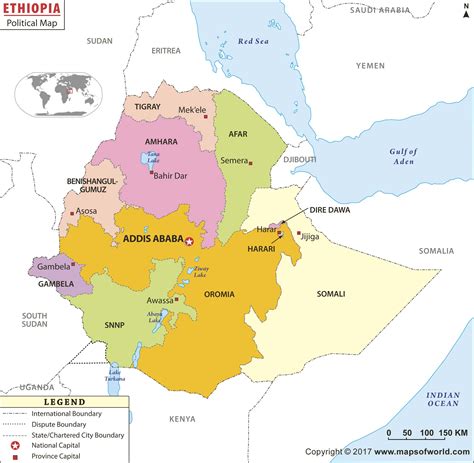 Ethiopia Political Wall Map By Maps Of World Mapsales