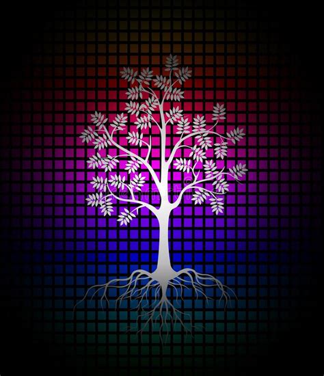 Abstract Tree Silhouette With Leaves And Vines Stock Illustration