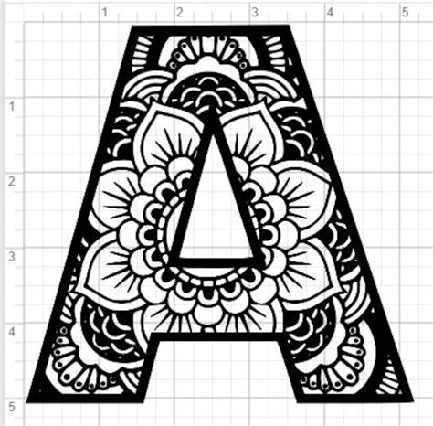 Mandala Alphabet Letter A Design SVG PDF Eps Dxf & Studio 3 | Etsy