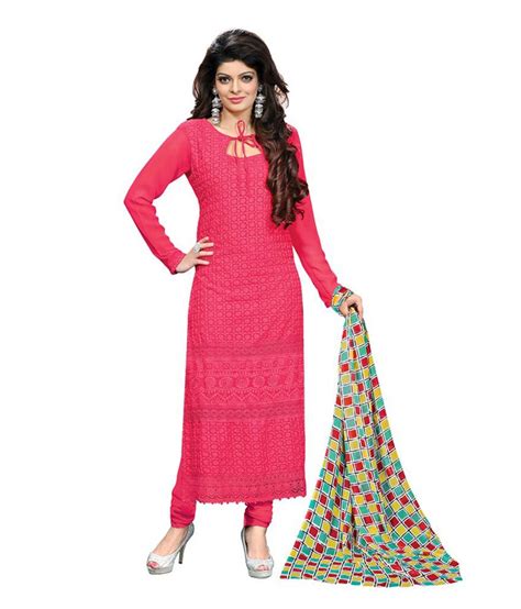 Saee Pink Georgette Unstitched Dress Material Buy Saee Pink Georgette Unstitched Dress