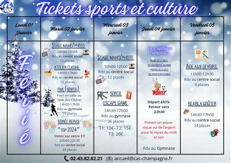 Programme Tickets Sports Et Culture Noel 2023 Centre Danimation