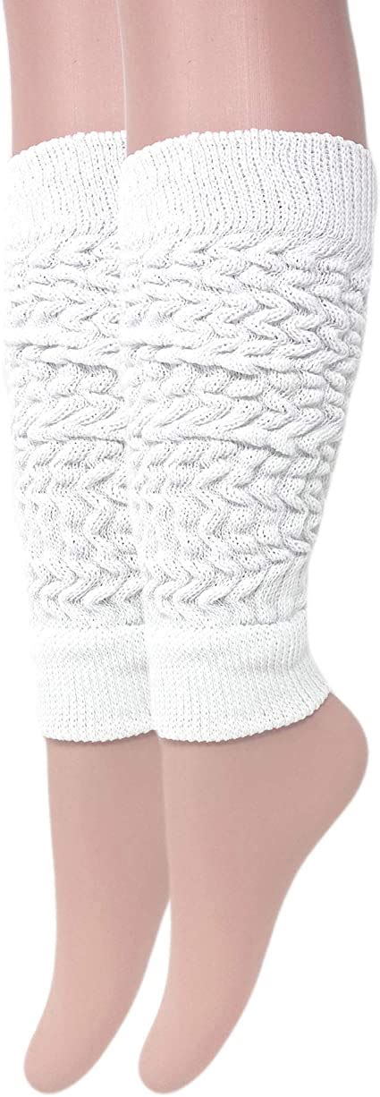 Cotton Leg Warmers Knitted Retro Adult Unisex White Clothing