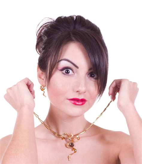 Woman With Golden Jewelry Stock Image Image Of T 23276501