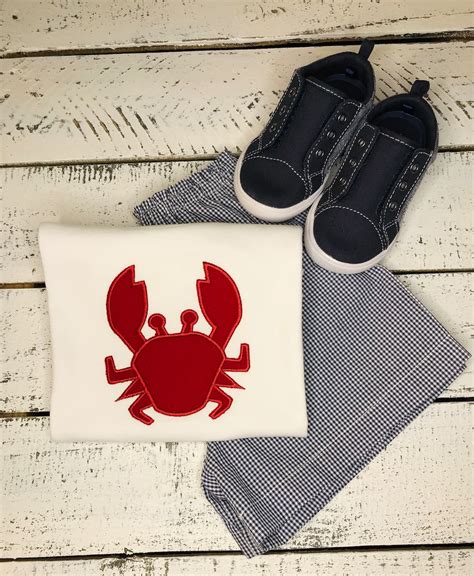 Crab Applique Shirtbeach Pictures Crab Outfit Boy Crab Beach Etsy
