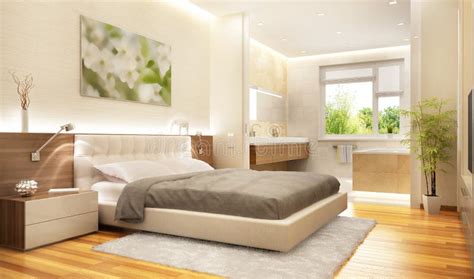 Luxury Modern Bedroom With Bathroom Stock Image Image Of Estate