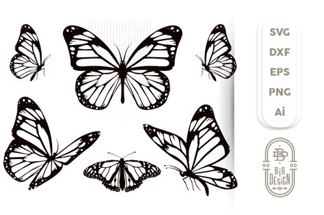 Outline Flying Butterfly Svg SVG PNG EPS DXF File Free SVG Cut
