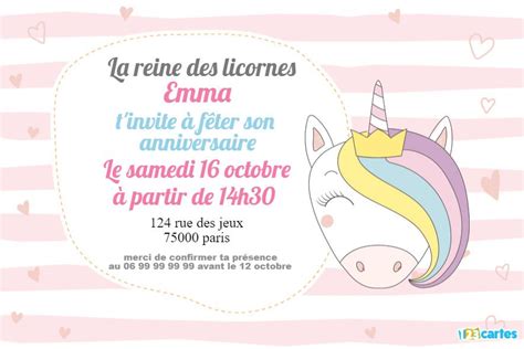 On peut organiser un anniversaire coloré. Licorne Cartes et invitations gratuites | 123cartes