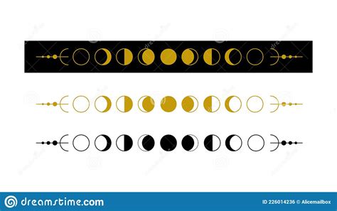 Set Of Astronomical Symbols Moon Phases Stock Vector Illustration