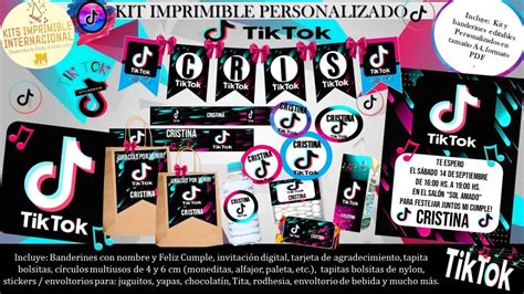 Kit Imprimible Candy Bar Tik Tok Personalizado Meses Sin Intereses