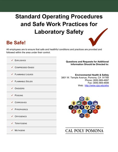 Standard Operating Procedures And Safe Work Practices For