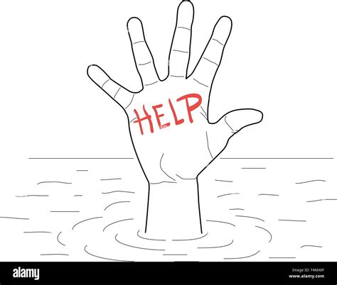 Single Hand Of Drowning Man In Sea Asking For Help Vector Stock Vector