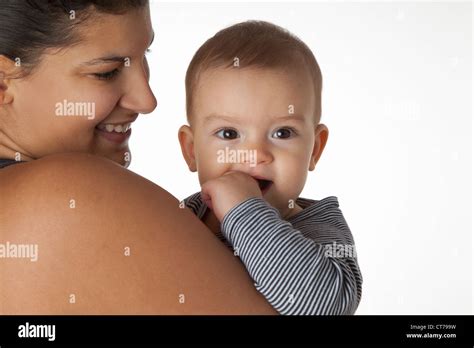 Portrait Of Mother And Baby Boy Stock Photo Alamy