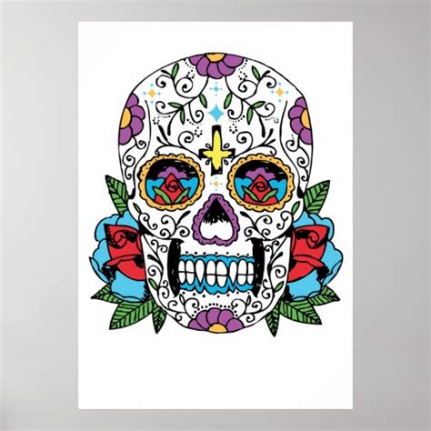 Day Of The Dead Mexican Skull Art Print Zazzle