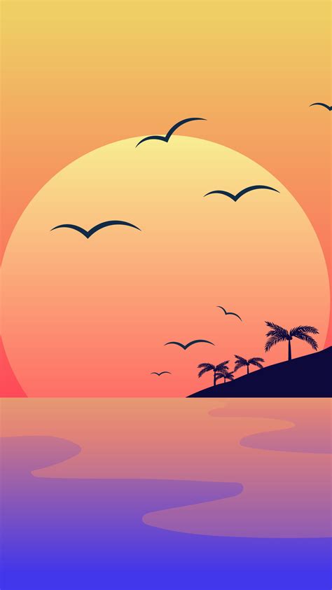 Nature Sunset Minimal Art Wallpaper