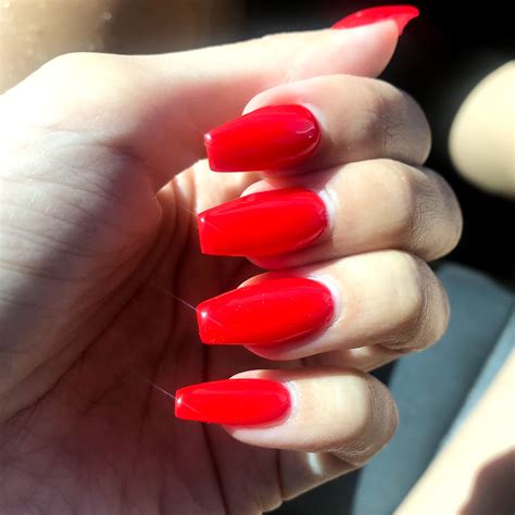 ferrari red coffin nails ️ ️ red nails red acrylic nails red gel nails