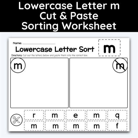 Lowercase Letter M Cut Paste And Sort The Letters Worksheet