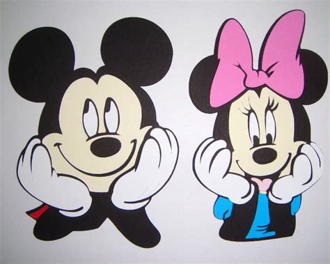 Mickey And Minnie Mouse Heads Faces Paper Die Cut Scrapbook Etsy