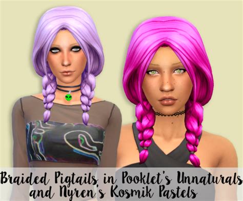 My Sims 4 Blog Braided Pigtails Bun And Braids Recolors By Blindingechoes