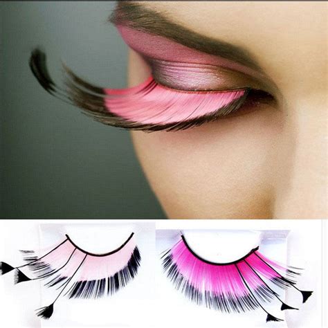 halloween long false feather eyelashes makeup eye lashes party extension cosmetics feather