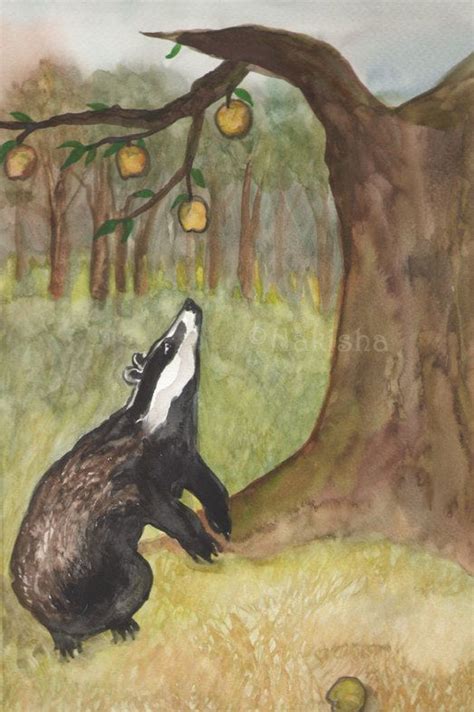 Original Art The Five Of Badgers Watercolor Badger Etsy Art