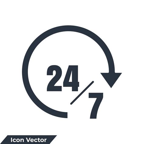 Availability Icon Logo Vector Illustration 24 7 Hours Service Symbol