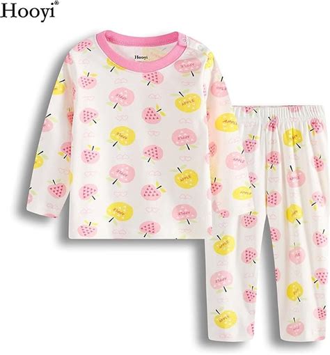 Hooyi Baby Girl Long Sleeve Sleepwear Cotton Apple Cartoon Pajamas Set
