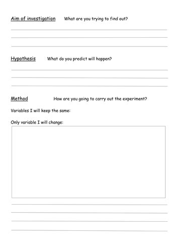 Science Investigation Planning Template Sheets Teaching Resources