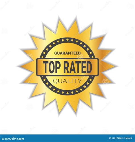 Top Rated Sticker Golden Badge High Quality Sign Isolated Stock Vector