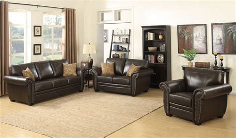 Two sofas with arched chair arrangement. Louis Collection Traditional 3-Piece Upholstered Leather ...