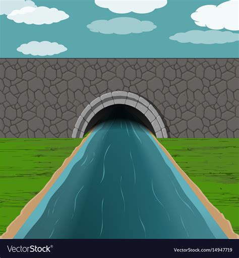 Tunnel With River Royalty Free Vector Image Vectorstock