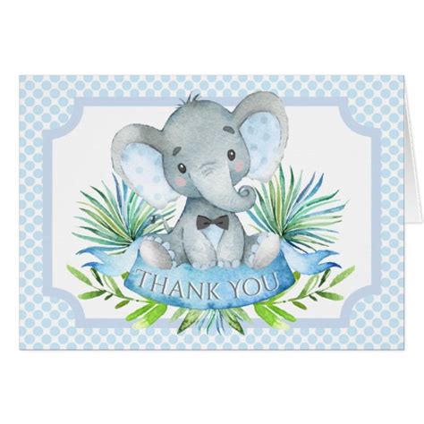 Boys Elephant Baby Shower Thank You Cards