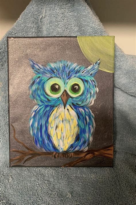 Acrylic Artwork 8x10 Stecthed Canvas Ey On Mercari Owl Canvas