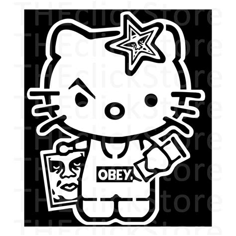 Kitty Obey Svg Png Dxf Eps  Instant Download Etsy