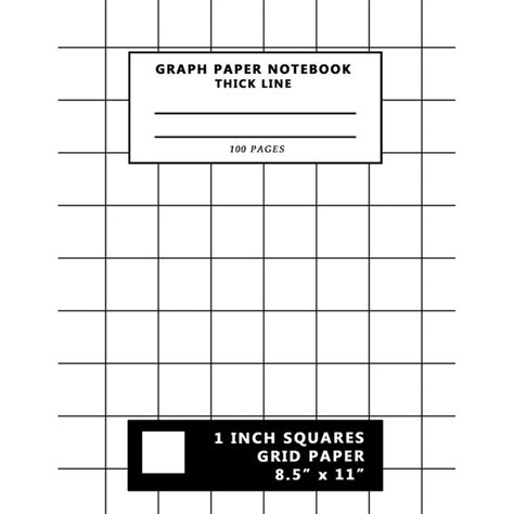 Graph Paper Notebook Thick Lines Grid 100 Pages 1 Inch Squares Grid