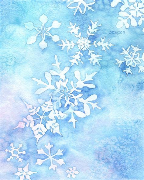 Whimsical Winter Watercolor Painting Snowflakes Etsy Winter