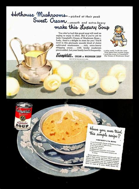 Those cans used to be thank you for posting condensed soup recipes from scratch! 1948 Campbells Cream Of Mushroom Soup Vintage PRINT AD ...
