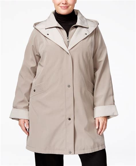 Jones New York Plus Size Water Resistant Hooded Raincoat And Reviews