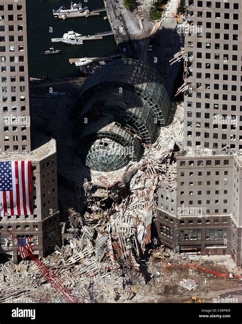 Luftaufnahme Des Rauchens Ruinen Von Ground Zero Greift Das World
