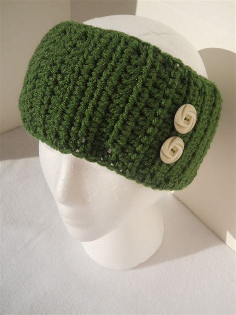 Crocheted Evergreen Headwarmer Headband Or Earwarmer