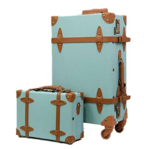 Fashion Women Travel Suitcase Pu Leather Vintage Luggage Set Universal Wheels Trolley Luggage