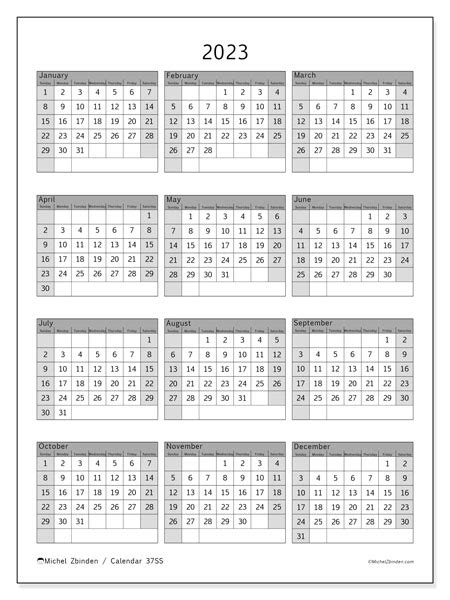 Calendar 2023 Year Vi Ss Michel Zbinden Ca