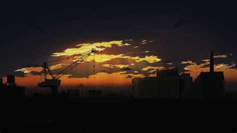 Sunset Anime Dark Sky Walldevil