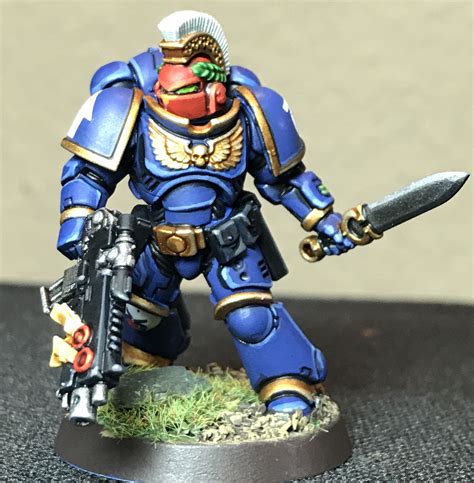 Intercessor Primaris Ultramarine Veteran Sergeant Front Space