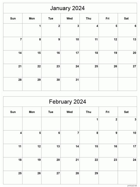 Printable 2024 Calendar Two Months Per Page Free Printable Calendars