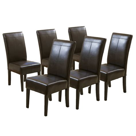 noble house franklin t stitch chocolate brown leather dining chairs set of 6